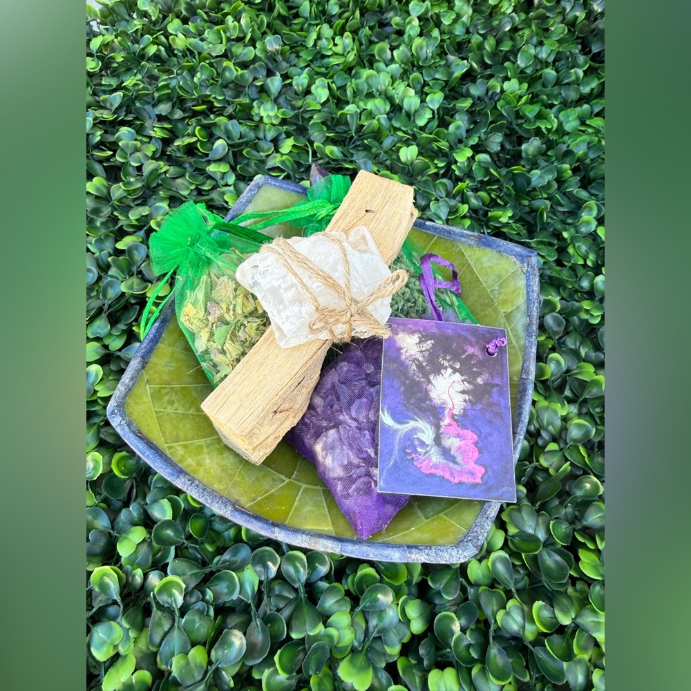 Serpentine & Lapis Lazuli Crystal Bowl Gift Set | Bath, Meditation & Self-Care